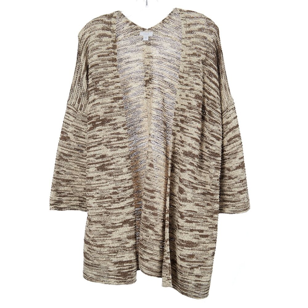 PureJill Gray White Knit Cardigan Sweater Women's Medium